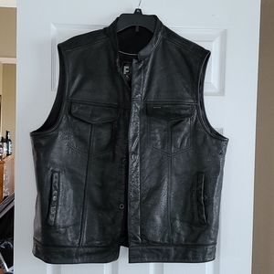 Leather motorcycle vest